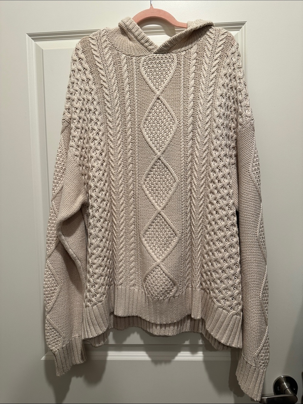 Aeropostale Cream Cable-Knit Hooded Sweater